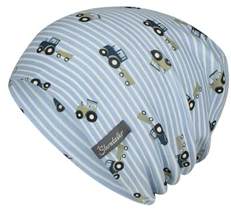 Sterntaler Beanie Traktoren – Weiche Kindermütze aus Jersey mit Traktoren-Motiv und Zwei Tragevarianten