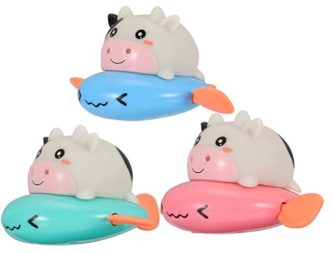 HANABASS 3 Piezas Juguetes de Baño para Bebés Vaca de Plástico Flotante Colores Surtidos Diseño para Ducha y