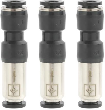 3 Stück Pneumatik Rückschlagventil 6mm, Einweg Druckluft Rückflussverhinderer, Schnellanschluss Steckverbinder für Pneumatiksysteme, Luftleitung, Kompressor, Schlauchsystem, Druckluftzubehör