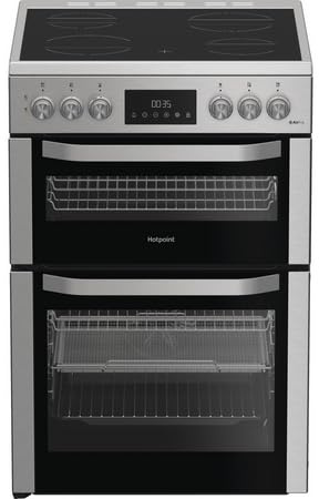 HDE6VDCX 60cm Freestanding Electric Cooker with Ceramic Hob – Stainless Steel, Double Oven, Multifunctional, Easy Clean Enamel