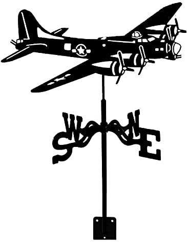 Segnavento con aereo da combattimento, indicatore direzione del vento, paletto da giardino, strumento di misurazione professionale per esterni, fattoria, giardino, cortile, facile da usare