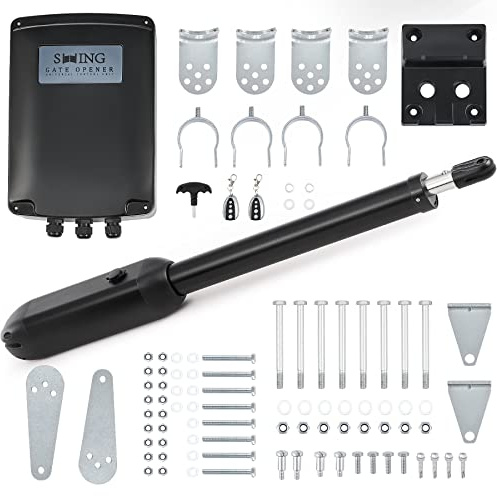 CO-Z Automatisme Portail Battant Unique 220V/24V - 1 Moteur DC 62W pour Vantail Jusqu'à 500KG et 6M - Alimentation Solaire ou Secteur - 2 Télécommandes Incluses - IP44