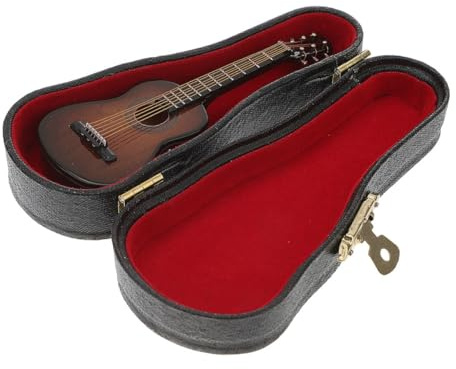 BESTonZON Miniatura di Chitarra Classica in Legno Decorazione Piccola e Realistica per Casa delle Bambole Ornamentale e Sicura per Idea Regalo per Appassionati di Musica