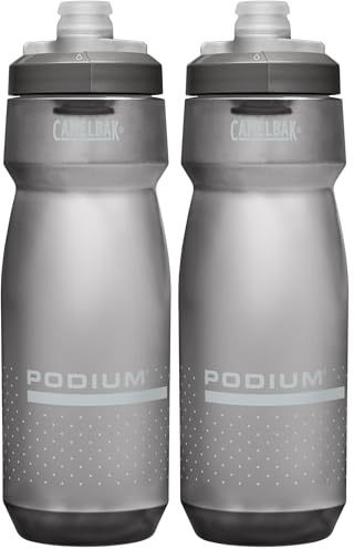 CamelBak PODIUM 710ml – bouteille de vélo – bouchon auto-fermant – étanche – sans BPA/BPS/BPF – nettoyage facile – utilisation facile – Smoke, taille: OS (Lot de 2)