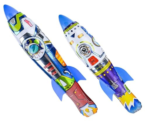Yardwe Giocattolo Gonfiabile a Forma di Razzo 2 Pezzi Piccolo Razzo Giocattolo in Plastica Pellicola Alluminio Lancio a Mano per Gioco da Esterno per Feste e Compleanni Leggero e