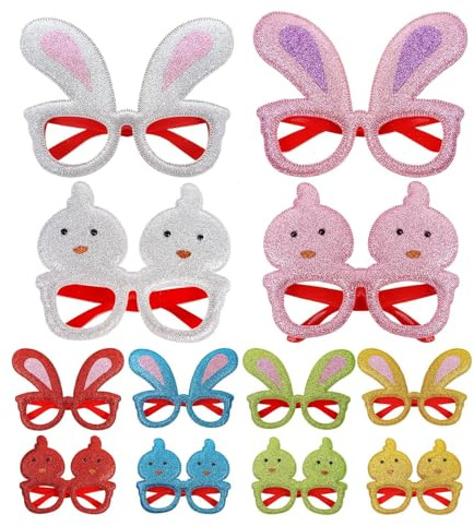 Bunny Glasses 12 Pieces Cute Animal | Easter Bunny Ears Glasses Frames for Holiday Festival Childrens Day Photoshoot Cosplay Stage Women Adults Kids Teen