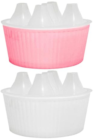 CALLARON Vaso Idroponico per Bulbi di Tulipano e Giacinto, Vaso da Interno 5 Fori e Indicatore Livello Acqua, Set 2 Pezzi Bianco e Rosa, Base Stabile per Piante Acquatiche e Succulente