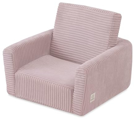 MISIOO Cubie, barnstol, i ribbad velour, vikbar, för barnrum, liten barnstol, mjuk barnstol för barnrum, liten barnstol för spädbarn för små barn