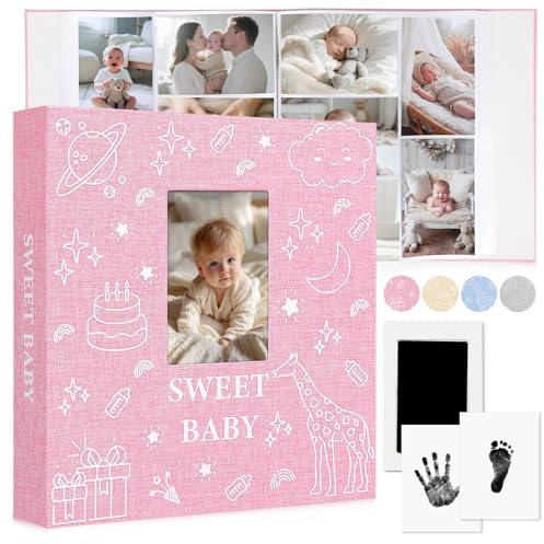 EARLY MINDS Baby Photo Album 6x4 600 Pockets, Linen Slip-in Memory Book | Extra Large Baby Album with Front Window, Acid-Free Keepsake Photo Book for Boys Girls Holds Horizontal Vertical Pictures