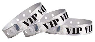 500 WristCo Holographic Silver VIP Plastic Wristbands - Wristbands for Events
