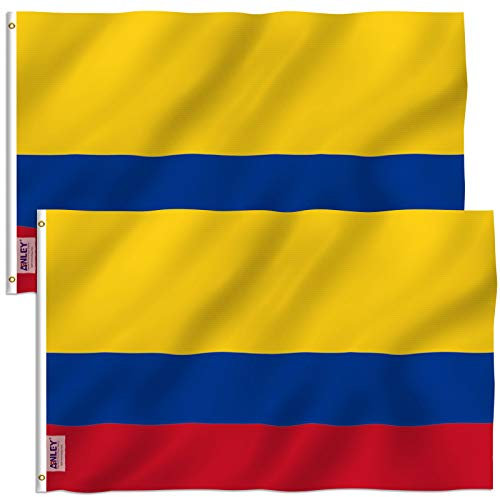 Anley Paquete de 2 Fly Breeze Bandera de Colombia de 3x5 pies - Color Vivo y Resistente a la decoloración UV - Encabezado de Lona y Doble Costura - Banderas Nacionales Colombianas Poliéster