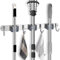 MaoXinTek Mop Broom Holder Heavy Duty Stainless Steel Wall Mounted Tool Organizer with 3 Position 4 Hooks for Home Bathroom Kitchen Garden