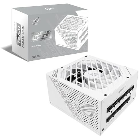 ASUS ROG Strix 850W Gold White Gaming Netzteil (850 Watt, vollmodulares Netzteil, ATX 3.0-kompatibel, Axial-tech Lüfter, Doppelkugellager, weiß)