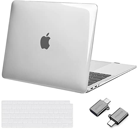 MOSISO Hülle Kompatibel mit MacBook Air 13 Zoll M1 2021 2020 2019 2018 | Kunststoff Hartschale für MacBook Air M1 Hülle 13 Zoll A2337 A2179 A1932&Tastaturschutz&Typ C Adapter, Kristall Klar