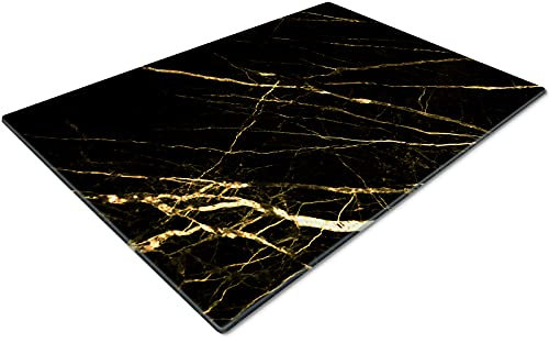 Chopping Boards | Glass Worktop Savers | Worktop Protectors Heat Resistant | Catering Chopping Boards | Chopping Boards Glass | Over The Sink Chopping Board | Large | Black Gold Marble Effect