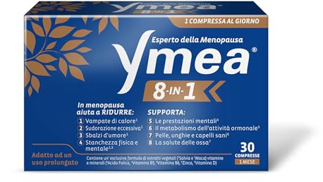Ymea 8 In 1, Integratore Menopausa, 30 Cpr (1 mese trattamento) | Contro gli 8 Disturbi più Comuni della Menopausa. Formulazione vegetale, vitamine e minerali