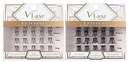 i•ENVY DIY Eyelash Extension Demi Extended & 3D Extended 2 Pack - Featherlight Synthetic Reusable Artificial Eyelashes Multipack Lash Clusters