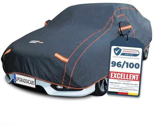 Bilöverdrag för utomhusbruk från Upgrade4cars, helgarage, ventilerande och vattentätt, komplett universell bilpresenning för alla årstider, för SUV, storlek: L – 483 x 196 x 145 cm | Presenning utomhus | extra reflexer på utsidan | okomplicerad och snabb montering | sommar och vinter