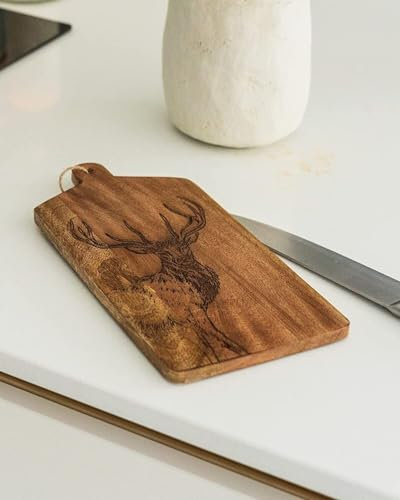 Marco Paul - Tagliere in legno con cervo design tagliere rustico piatto da cucina vassoio da portata per formaggi, cracker, carne, snack e salumi, regali di Natale per gli amanti del formaggio