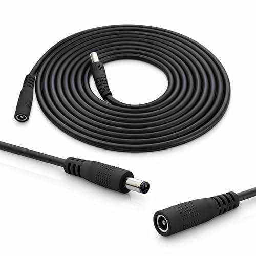 InLine - DC Verlängerungskabel, Universal Netzteil Verlängerungskabel für LED Streifen, Überwachungskameras, Drucker, Router, Switches uvm., DC Stecker/Buchse 5,5 x 2,5mm, schwarz, 5m