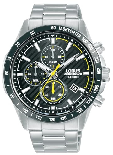 LORUS Men's Analogue Quartz Watch with Leather and Metal Strap, Brown, Silver, Bracelet