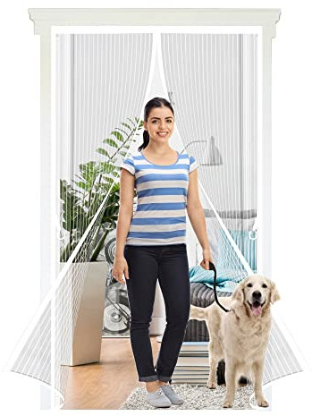 Magnet Fliegengitter Tür Insektenschutz 70 x 210 cm Der Magnetvorhang ist Ideal Kinderleichte Klebemontage Ohne Bohren für die Balkontür, Kellertür und Terrassentür, Weiß