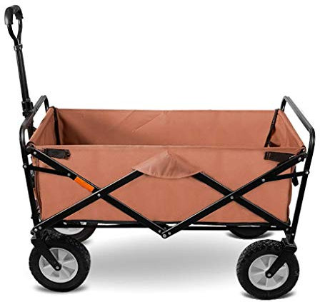 MOLVUS Folding Garden Trolley Cart Heavy Duty Wagon Multi-function Shopping Cart for Outdoor Camping fishing Pull Truck With 4 wheels, Static load: 150kg (Khaki)