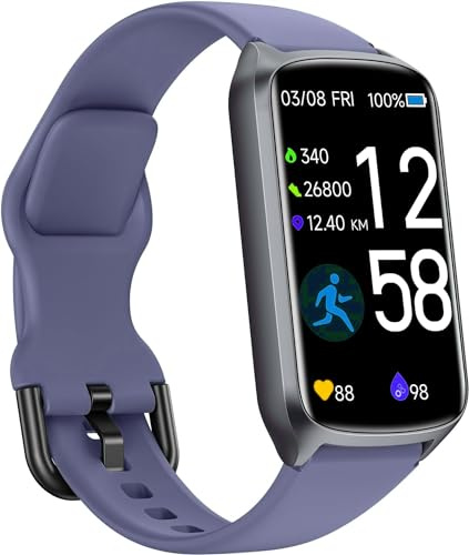 Amzhero Health Fitness Tracker med puls dygnet runt, blodsyre, sömnspårare, stegräknare, 5 ATM vattentäta aktivitetsmätare och smarta klockor för kvinnor män barn blå-lila