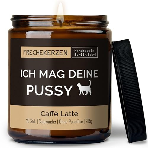 Lustige Duftkerze mit Spruch für Katzen Besitzer & Liebhaber | Handgemacht aus Sojawachs | In Geschenkbox | Nachhaltiges Valentinsgeschenk Gastgeschenk Katzenhalter Cat Lovers |Kaffee
