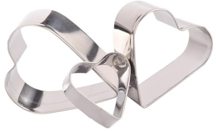 OUNONA Heart Shape Stainless Steel Cookie Cutters 3-Piece Set for DIY Baking Biscuit Cake Fondant Decorating Mould