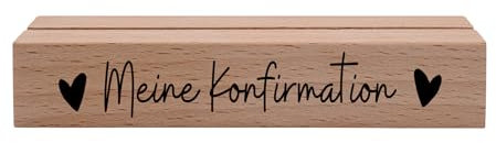 Interluxe Kartenhalter - Meine Konfirmation - Grußkartenhalter Fotohalter Kartenständer Tischkartenhalter aus Holz
