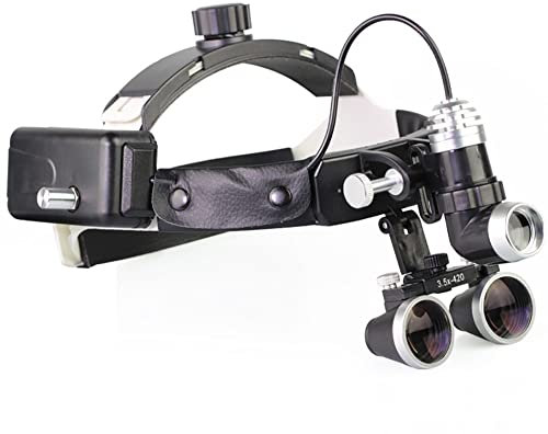 HAODING Dental Medizinische Lupenbrille Mit Licht Kopfband Lupen Standlupe Beleuchtete Kopflupe Mit LED Lichts Für Zahnärzt, Hobby, Elektriker, Juweliere, Handwerk 3.5X