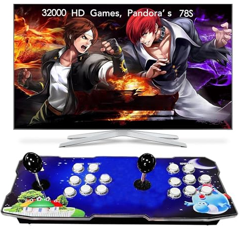 FVBADE [30000 juegos en 1] 70S Pandora Box mini consola arcade para niños, compatible con PC, proyector y TV, juegos 3D 1-4 jugadores, doble joystick, lista de favoritos, categoría de juego, guardar