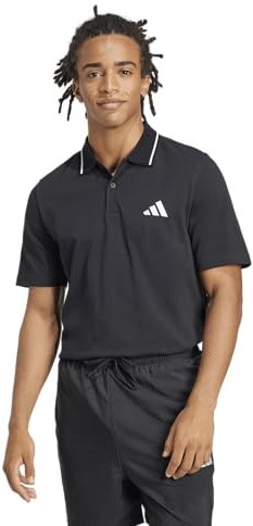 Adidas Men's Essentials Small Logo Pique Sportswear Polo Shirt, Black/White, Small
