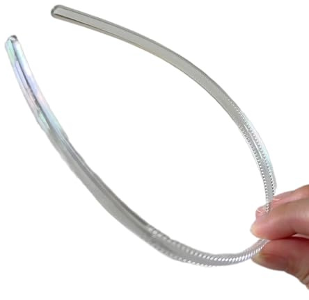 FUXIU Bandeaux unis accrocheurs à dents - Transparent - Invisible - Large/fin - Pour travaux manuels - Serre-tête transparent pour femme, 0,8 cm
