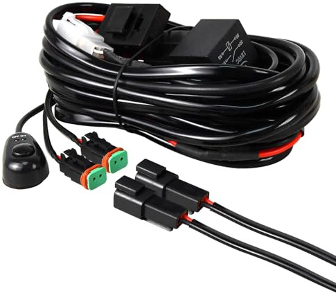 RIGIDON 2 Lead 12V 18AWG CC Impermeable Cableado Kit de Barra de Luz Led | DT Conector, 10ft Arneses de Cableado de Luz Antiniebla, Cable Faros Trabajo Led para Offroad Camión Coche SUV 4x4 (Model E)