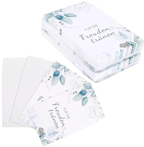 60 Stück Taschentücher Papiertüten, 6x8cm Freudentränen Hochzeit | Mini Freudentränen Taschentücher Hochzeit, Verpackung für die Freudentränen, Mini Papiertüten für Hochzeit