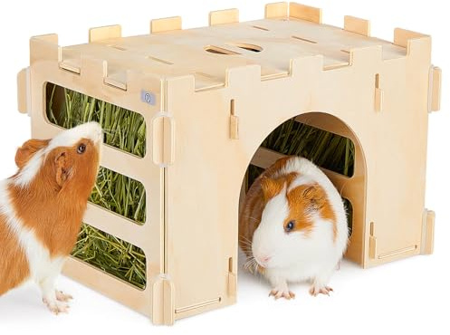 Bienbee Meerschweinchen-Heu-Futterstation aus Holz, Kaninchen, Heu-Futterstation, Meerschweinchen-Versteck Käfigzubehör für Kaninchen, Chinchilla, Hamster, Igel, Kleintiere