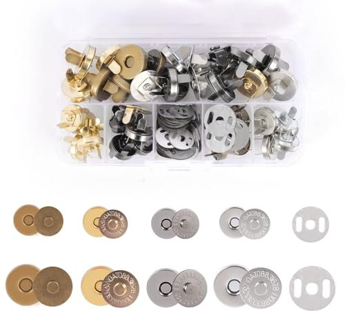 32 Stück Magnetverschluss Nähen Handwork, 14mm/18 mm Magnetische Knöpfe, 4 Farben Magnetknöpfe Ohne Nähen, Runde Starke Magnetknöpfe, Metall Magnetischer Druckknopfverschluss für DIY Stricken Basteln