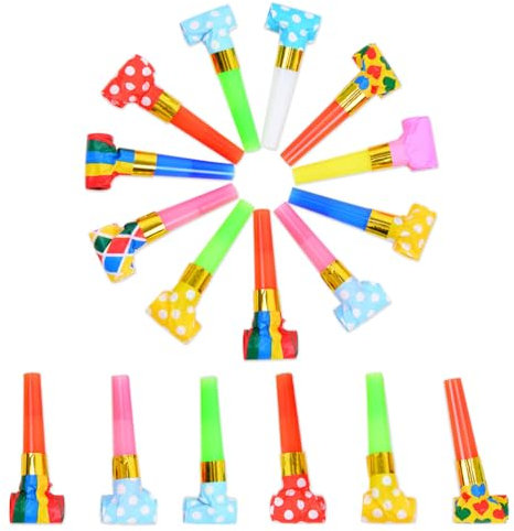 XPEX 30 Pezzi Trombette Festa Compleanno,Corna Multicolore,Fischi Colorati,Noisemakers,Partito,Compleanno,Celebrazione,Colore Casuale(8Cm)