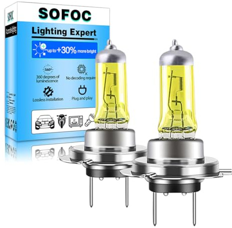 SOFOC H7 Bulb 24V Autoscheinwerfer Hellgelb 4000K Vorderer Nebelscheinwerfer 2000Lm 30% Heller PX26D DRL 100W 64210 Replacement 2Pcs
