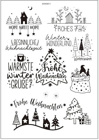 GreatRise 2 Stück Kerzentattoos Weihnachten Rub on Sticker Wassertransferdruck Rub On Aufkleber Weihnachten, Verschiedene Muster Kerzen Tattoo Folie für Stabkerzen Glas Keramik Basteln DIY Deko #1