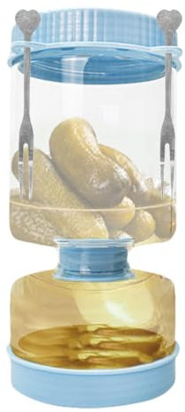 Soporte para pepinos con colador – Tarro hermético para guardar pepinos | Tarro separador de zumo de conservas para aceitunas y jalapeños con colador, tarro de hermético para cocina