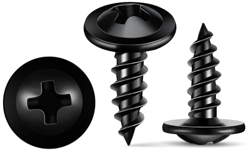 100 Viti per Legno 4,2 x 12 mm, Testa Larga Bombata, Punte per Azionamento PH2 Incluse, Acciaio al Carbonio 8,8, Rivestimento Nero, Viti Universali per Legno, Truciolato e Lamiera – TPOHH