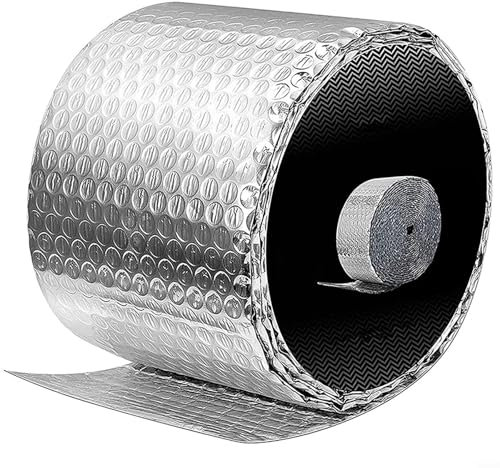 Isolierte spiralförmige Rohrumwicklung, Luftpolsterfolie, 15,2 cm x 7,6 m, Aluminiumfolie, doppellagig, thermische Barriere für Wasserleitungen