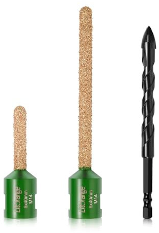 Litorange Mortar Rake 2 pcs Ø 8mm x 40/100mm with M14 Thread, Tungsten Carbide Bit for Pointing Brickwork Joint Mortar, Suitable for The Wall Chaser and Concrete Angle Grinder