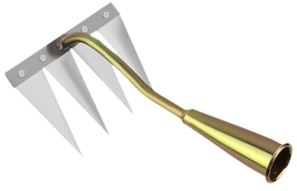 Milageto Gartenhacke zum Lockern und Jäten, Unkrauthacke mit 4 Zinken und ergonomischem Griff, Korrosionsschutz, Handhacke aus Stahl Unkrautharke für Garten, Kübel, Beete, Gold 4 Zähne