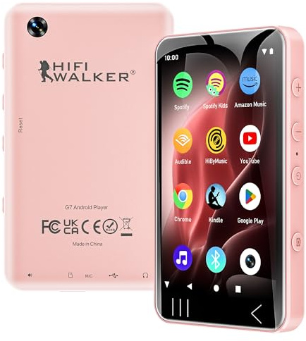 G7 MP3 Player with Camera and Speaker, 4 Inch Touchscreen Android 13 MP3 Player, Bluetooth WiFi Music Player with Spotify, Pandora, 2000mAh, Expandable Storage up to 128GB (PK-144GB)