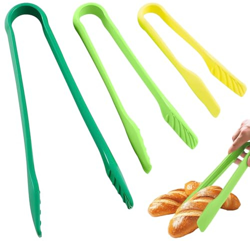 3PCS Plastic Serving Tongs Set,Kitchen Tongs,Reusable,Small Medium Large Bread Tongs Cooking Tong,for Salad Bread Muffin Buffet Vegetable Parties Baking Cooking Tool