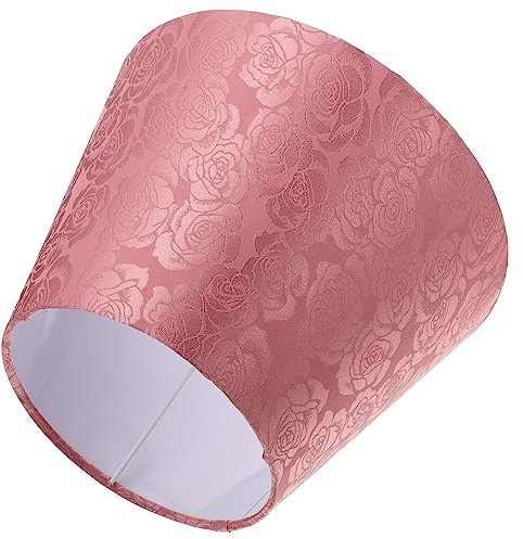 HOMSFOU Flower Embroidery Jacquard Lampshade Cloth Art Light Cover E27 E14 Compatible Floral Home Desk Lamp Accessory in Deep Pink Independent Packaging